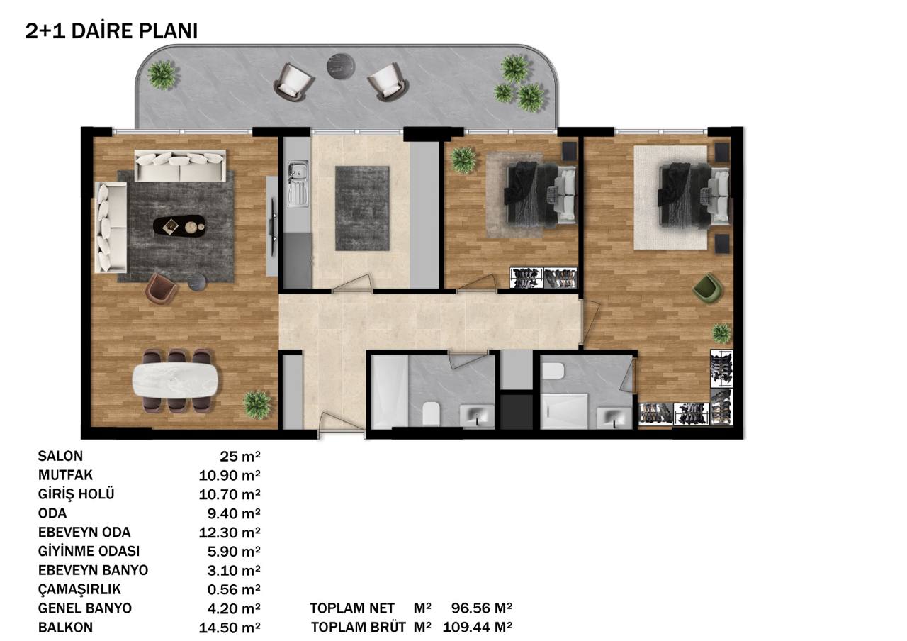 2+1 Daire Planı