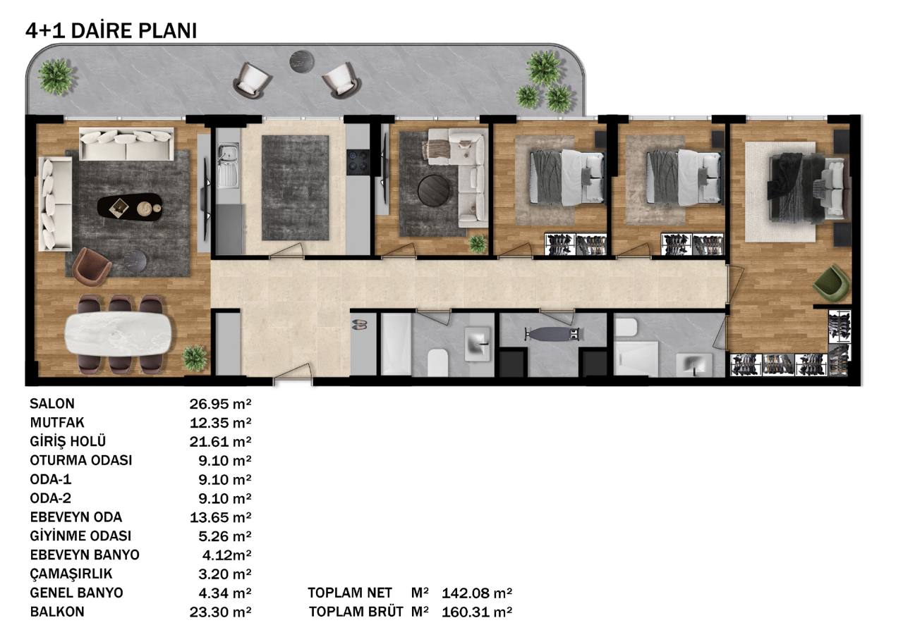 4+1 Daire Planı